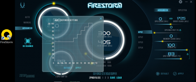 Zotac GTX 1650 Super 開箱-FireStorm 進階模式