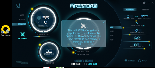 Zotac GTX 1650 Super 開箱-FireStorm OC 掃瞄器 zotac gtx 1650 super ZOTAC 1650S 開箱-平民入門卡 Zotac GTX 1650 Super FireStorm OC Scanner 640x280