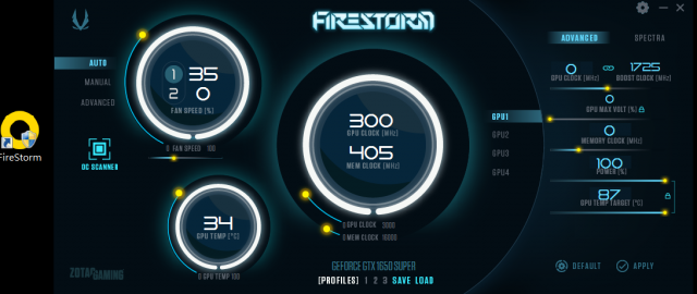 Zotac GTX 1650 Super 開箱-FireStorm 自動模式