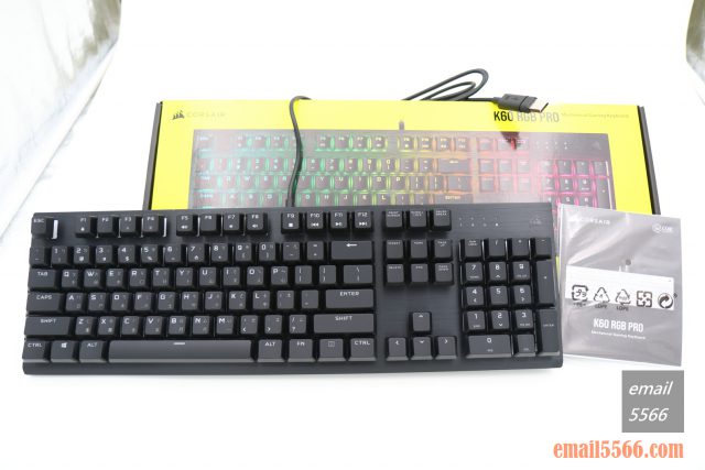 海盜船 CORSAIR K60 RGB PRO機械電競鍵盤 開箱-窄身 RGB CHERRY VIOLA軸