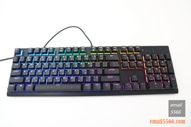 海盜船 CORSAIR K60 RGB PRO機械電競鍵盤 開箱-窄身 RGB CHERRY VIOLA軸-RGB