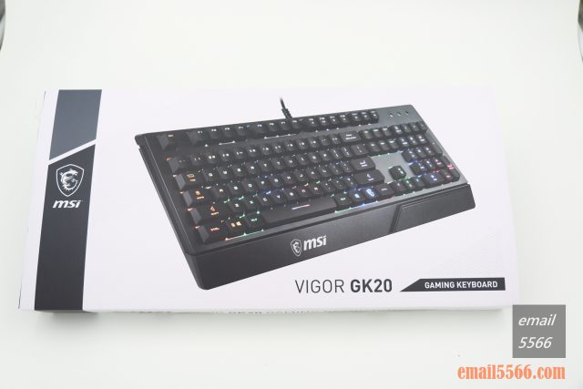 微星 MSI VIGOR GK20 GAMING 鍵盤 開箱-外盒包裝正面