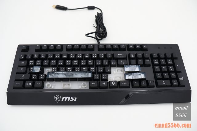 微星 MSI VIGOR GK20 GAMING 鍵盤 開箱-大鍵位上採用平衡桿(鐵絲)設計