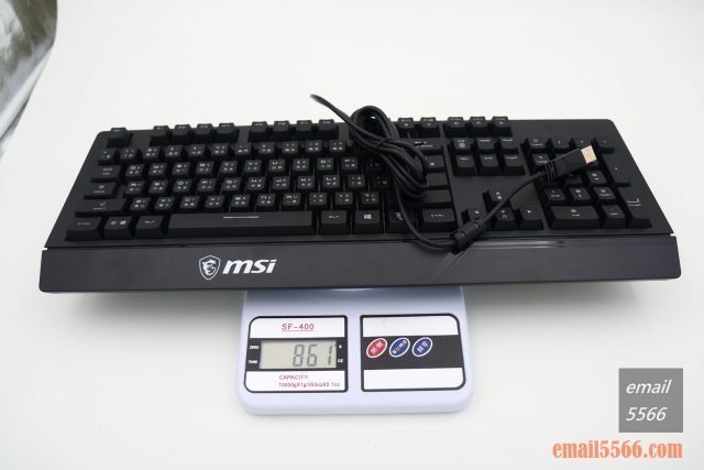 微星 MSI VIGOR GK20 GAMING 鍵盤 開箱-鍵盤重量861公克