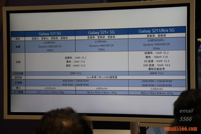 2021 Galaxy S21 5G旗艦系列手機體驗會-Pro級攝影、高解析高螢幕更新-各系列規格