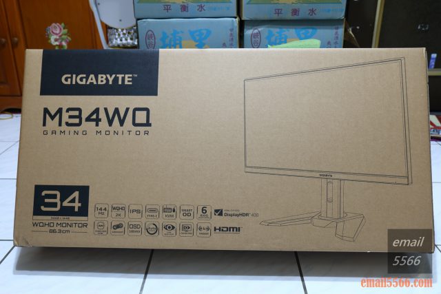 Gigabyte M34WQ 21:9 WQHD超寬電競螢幕-34吋、2K、8bit、144Hz、遊戲輔助-產品包裝