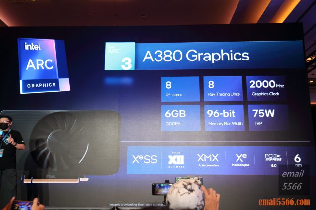 Intel Taiwan Open House 號令玩家作夥來-2022 13代Core x ARC 顯示卡-媒體內容創作上-i9-13900K與i9-Intel ARC A380顯示卡 8核心、2.0GHz時脈、6GB GDDR6、TBP 75W